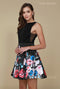 Short Black Print Skirt Dress with Floral by Nox Anabel Q606