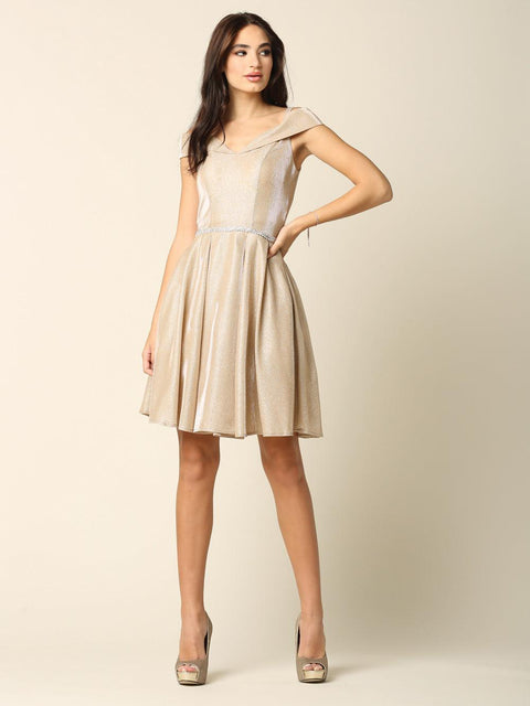 Short Off Shoulder Cocktail Glitter Prom Dress