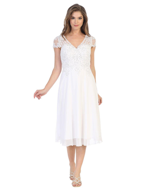 Short Dress Modest Formal Cap Sleeve Sale by Eva Fashion – alternate view 7
