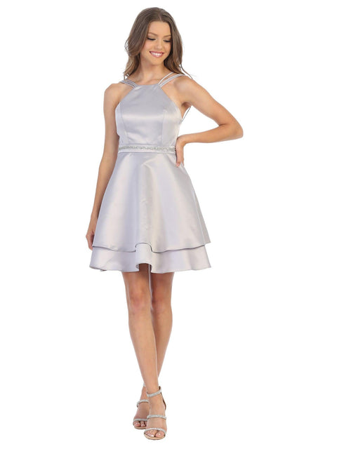 Short Homecoming Strappy Halter Cocktail Dress