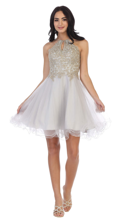 Halter Short Homecoming Prom Dress