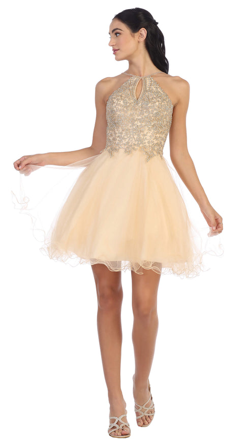 Halter Short Homecoming Prom Dress