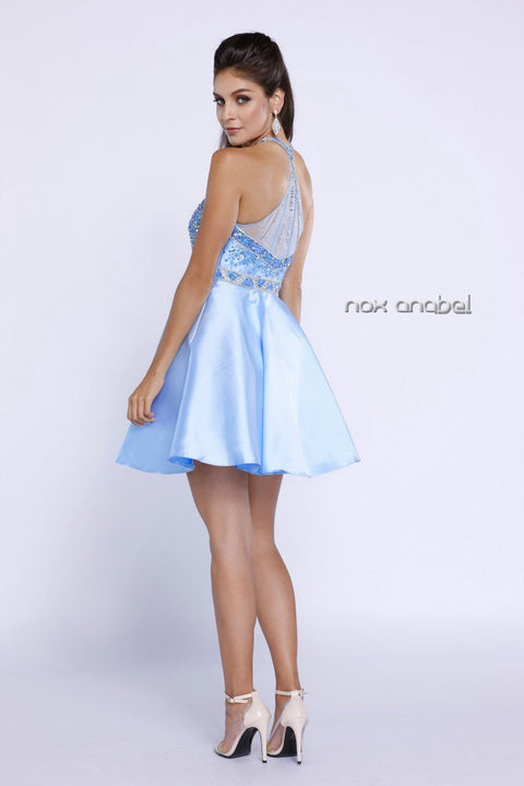 Short Illusion Embellished Bodice Dress by Nox Anabel 6262