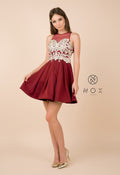 Short Illusion Dress with Lace Appliques by Nox Anabel 6338