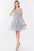 Elizabeth K GS1964: Short Dress with Illusion Neckline and Glitter Print