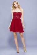 Sweetheart Short Lace Applique Strapless Dress by Nox Anabel 6314