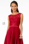 Elizabeth K GS2807: Short Dress with Lace Bodice and Corset Back