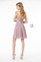 Elizabeth K GS2807: Short Dress with Lace Bodice and Corset Back