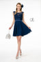 Elizabeth K GS2807: Short Dress with Lace Bodice and Corset Back