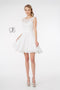 Elizabeth K GS2807: Short Dress with Lace Bodice and Corset Back