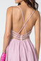 Elizabeth K GS2839: Short Metallic Dress with Illusion V-Neckline
