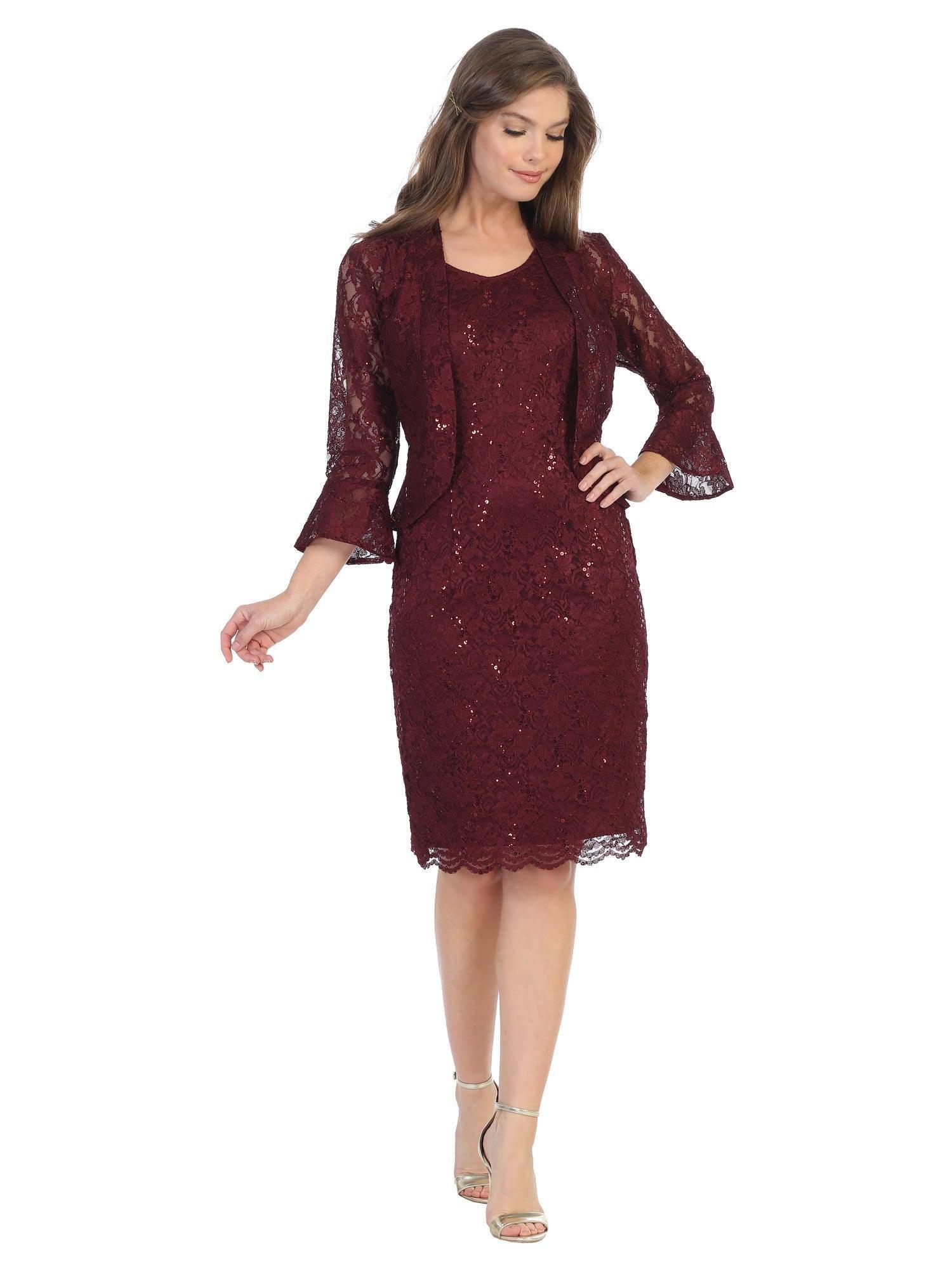 Short Mother of the Bride 2 Piece Lace Jacket Dress– sheerdreamz