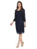 Short Mother of the Bride 2 Piece Lace Jacket Dress