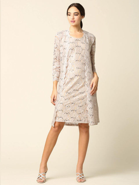 Short Lace Mother of the Bride Jacket Dress