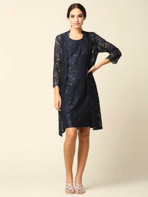 Short Lace Mother of the Bride Jacket Dress