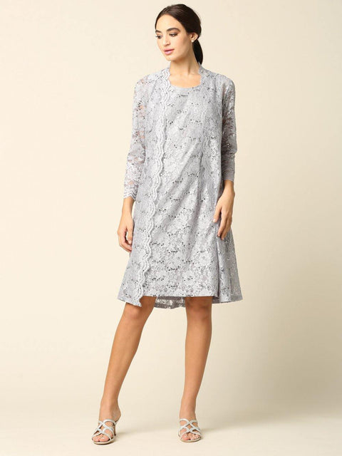 Short Lace Mother of the Bride Jacket Dress
