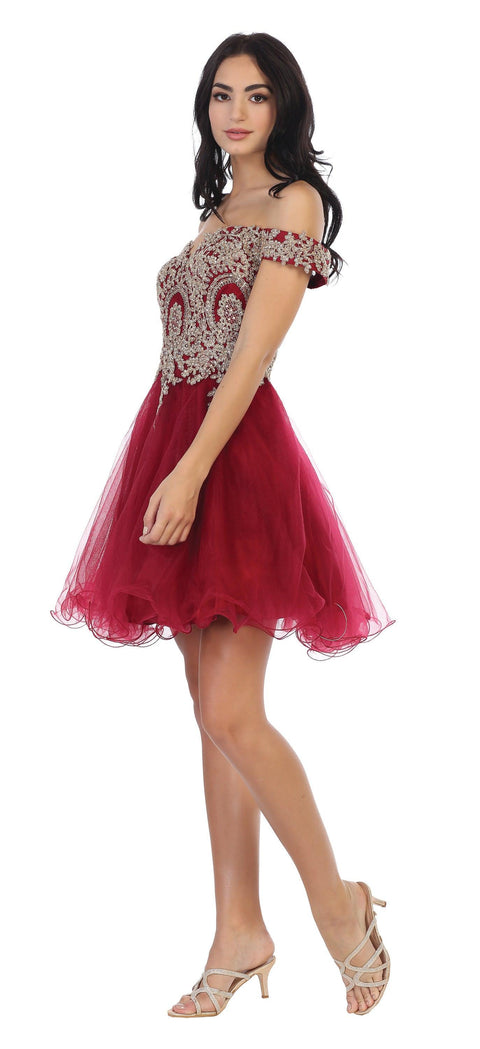 Off Shoulder Homecoming  Short Cocktail Dress