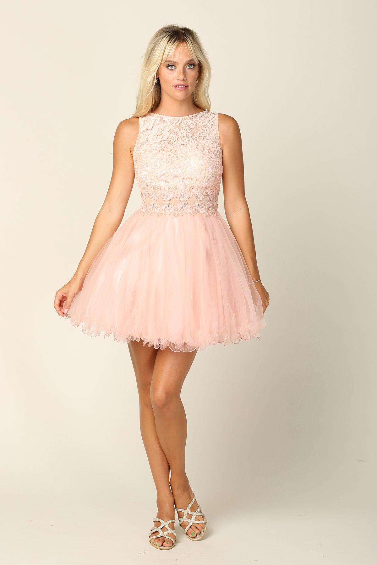 Short Prom Sleeveless Lace Cocktail Party Dress, Damas Dresses– sheerdreamz