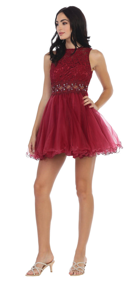 Short Prom Sleeveless Lace Cocktail Party Dress, Damas Dresses