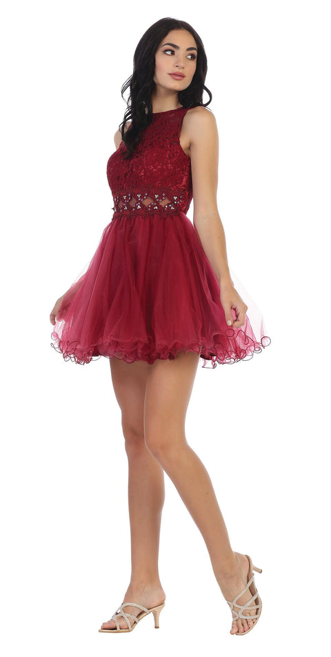 Short Prom Sleeveless Lace Cocktail Party Dress, Damas Dresses
