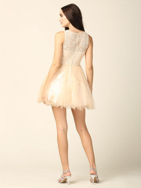 Short Prom Sleeveless Lace Cocktail Party Dress, Damas Dresses