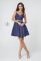 Elizabeth K GS2843: Deep V-Neck Satin Dress with Short Length
