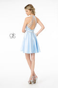 Short Satin High-Neck Halter Dress by Elizabeth K GS2851