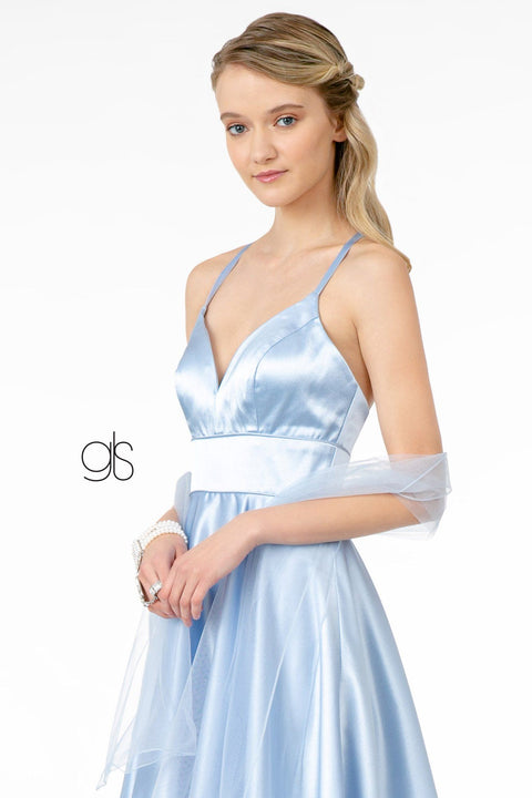 Short Satin V-Neck Dress by Elizabeth K GS2858