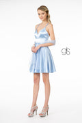 Short Satin V-Neck Dress by Elizabeth K GS2858