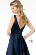 Short Satin V-Neck Dress with Pockets by Elizabeth K GS2854