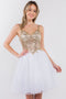 Elizabeth K GS1967: Glitter Dress with Short Sheer Bodice