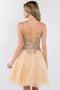 Elizabeth K GS1967: Glitter Dress with Short Sheer Bodice