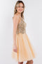 Elizabeth K GS1967: Glitter Dress with Short Sheer Bodice