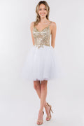 Elizabeth K GS1967: Glitter Dress with Short Sheer Bodice