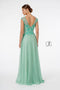 Elizabeth K GL1826: Long Chiffon Dress with Cap Sleeves