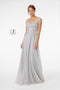 Long Cap Sleeve Chiffon Dress by Elizabeth K GL1826