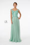 Elizabeth K GL1826: Long Chiffon Dress with Cap Sleeves