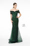 Elizabeth K GL1846: Long Glitter Mermaid Dress with Short Sleeves