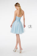 Short Strapless Glitter Dress with Corset Back by Elizabeth K GS2868