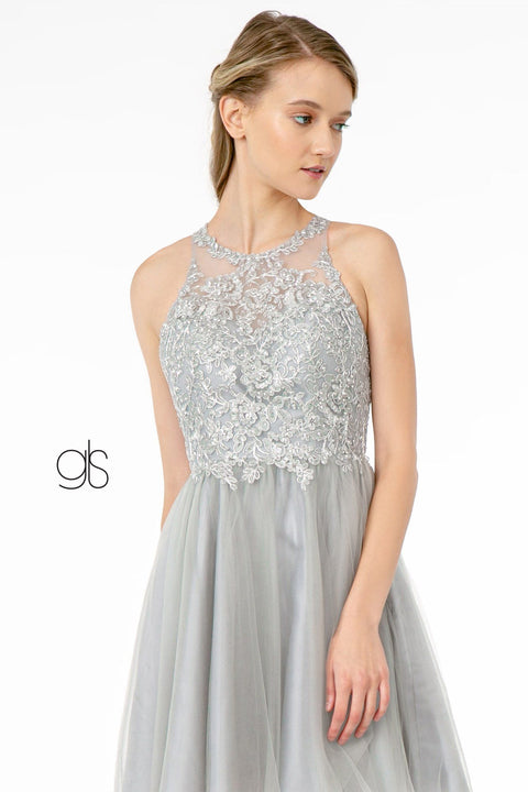 Elizabeth K GS2809: Tulle Dress with Short Length and Embroidered Bodice