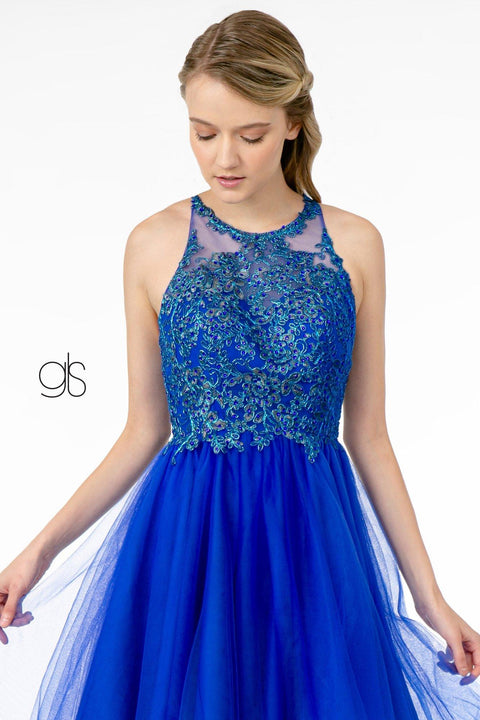 Elizabeth K GS2809: Tulle Dress with Short Length and Embroidered Bodice