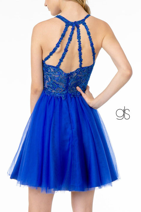 Elizabeth K GS2809: Tulle Dress with Short Length and Embroidered Bodice