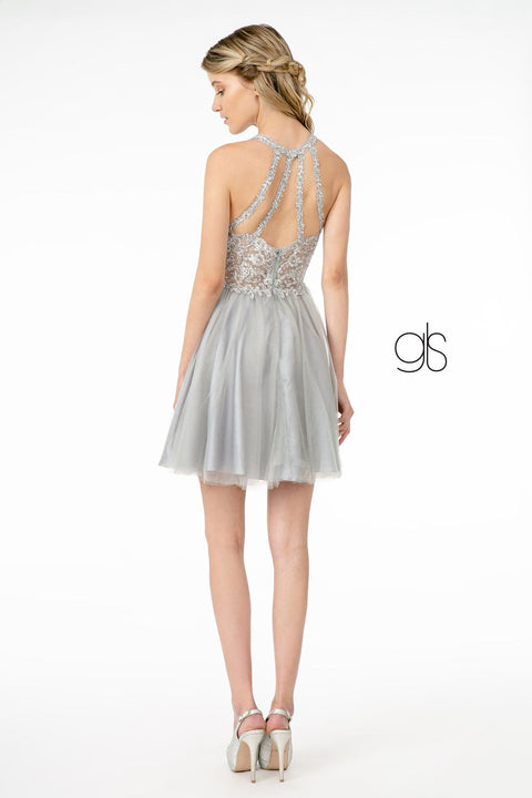Elizabeth K GS2809: Tulle Dress with Short Length and Embroidered Bodice
