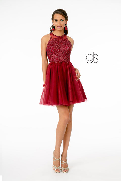 Elizabeth K GS2809: Tulle Dress with Short Length and Embroidered Bodice