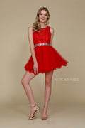 Short Tulle Embroidered Bodice Dress by Nox Anabel 6252