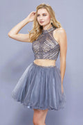 Two Piece Short Dress with Beaded Top by Nox Anabel 6326