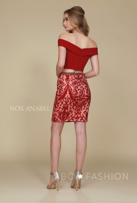 Embroidered Two-Piece Skirt Short Dress by Nox Anabel E664