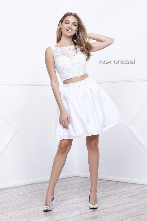 Two-Piece Short Lace-Bodice Dress by Nox Anabel 6054