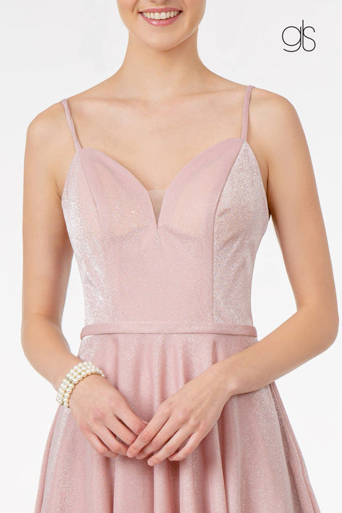 Short V-Neck Glitter Dress with Pockets by Elizabeth K GS2837
