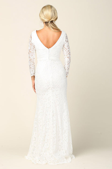 Long Sleeve Lace Casual Wedding Gown